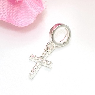 Berloque Charms Cruz Crucifixo Cravejado Prata Legitima 925