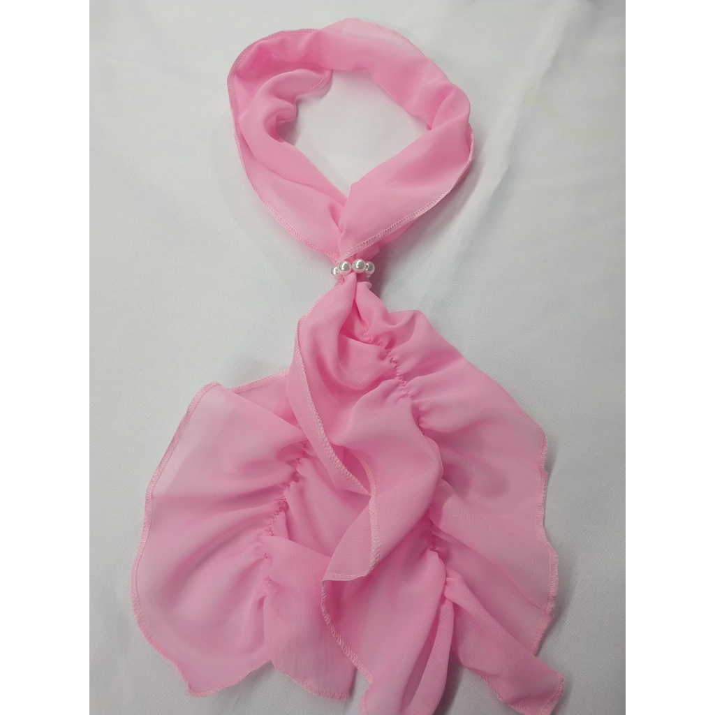 Lenço Echarpe Rosa Bebê Franzido Chiffon em Oferta na Shopee