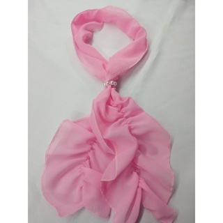 Lenço Echarpe Rosa Bebê Franzido Chiffon