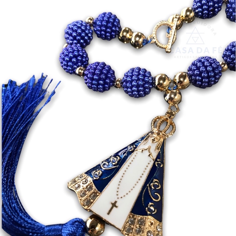 Adorno Dezena Nossa Senhora Aparecida Strass Pérola Amora Azul Pêndulo Porta, Automóvel, Retrovisor Carro, Parede