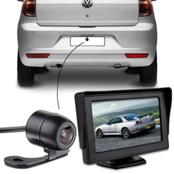 Kit Monitor Estacionamento Tela Fixa 4.3" + Câmera de Ré Borboleta HD Ótima Imagem