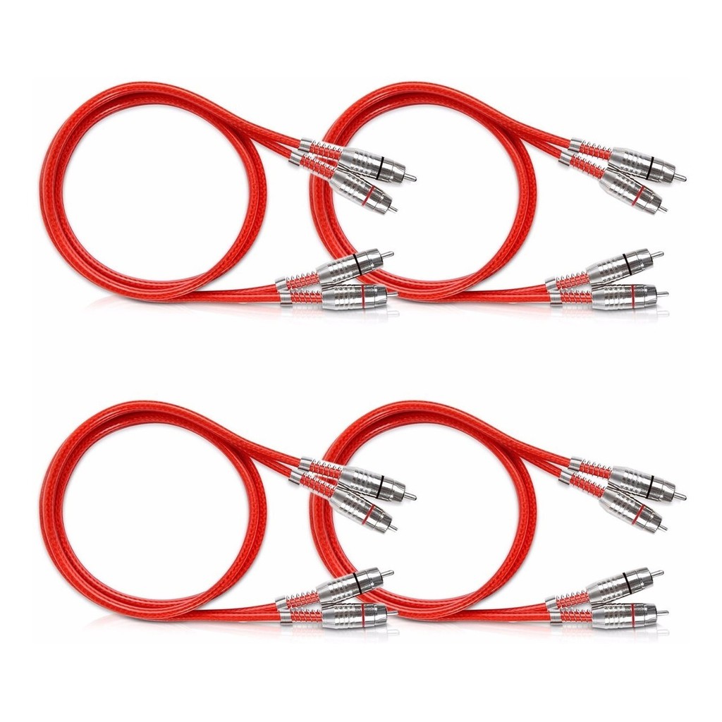 Kit 4 Cabos Rca Stetsom 1 Metro Blindado Banhado Prata Som em Oferta na Shopee