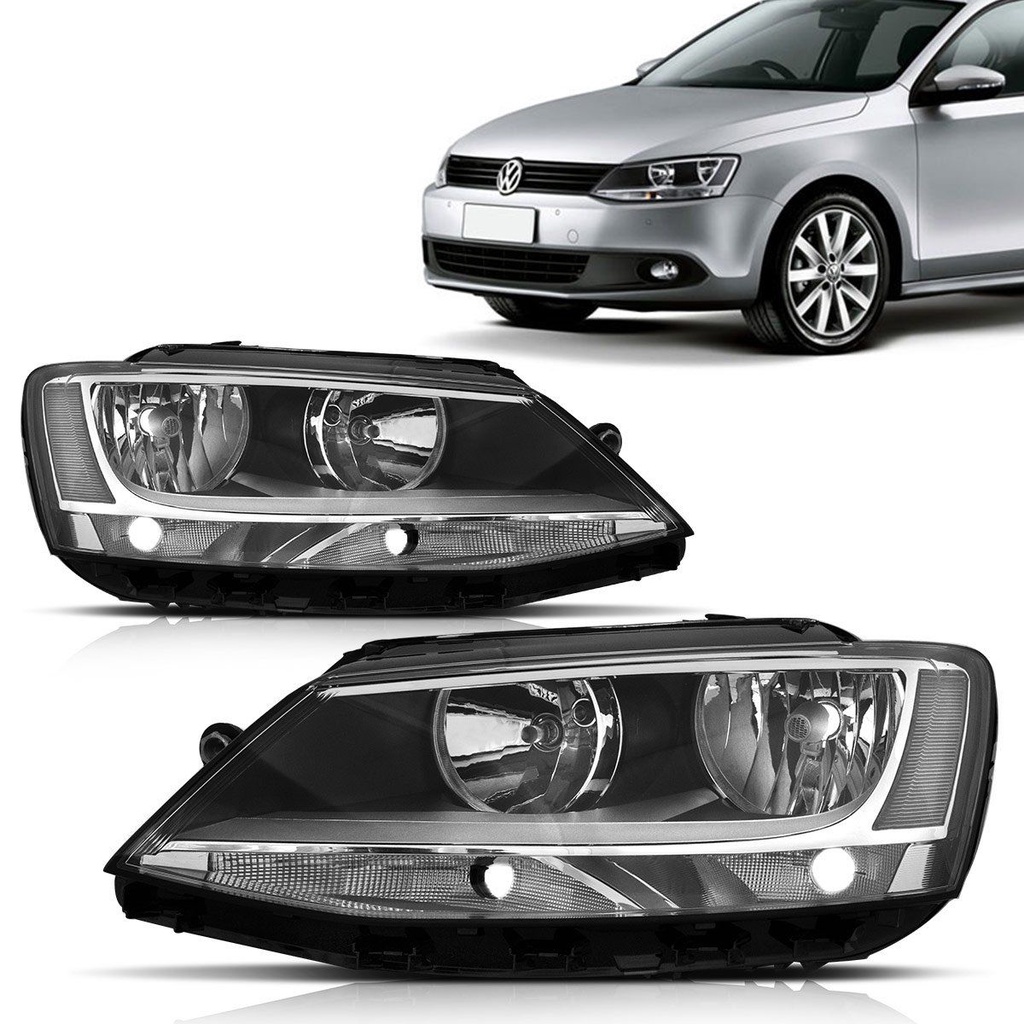 Farol Jetta 2011 2012 2013 2014 Foco Duplo Máscara Negra em Oferta na Shopee