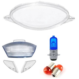 Lente farol + 2 lente pisca seta + lente painel biz100 1998 ate 2005 lâmpada