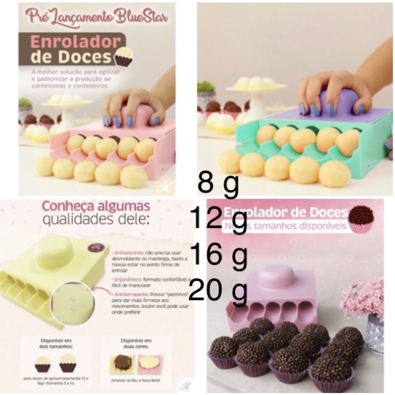Enrolador de Doces 8g 12g 16g ou 20g Placa Boleadora de Brigadeiros OFF