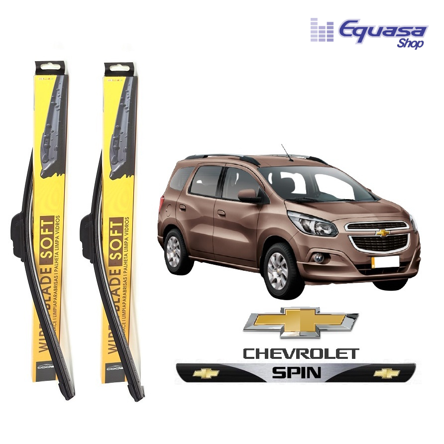 Kit Par 2 Palhetas para Limpador de Parabrisa Dianteiro para Chevrolet GM Spin 2012 a 2020