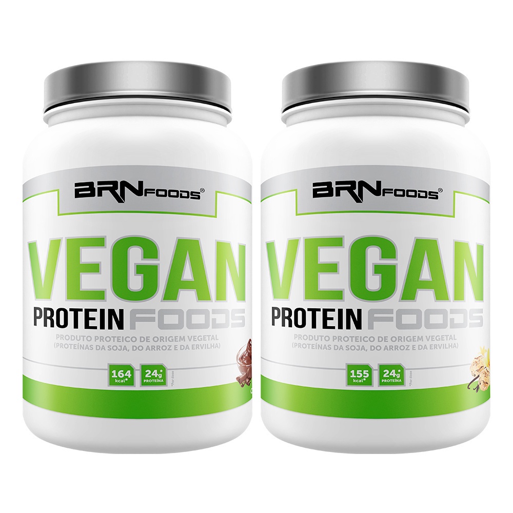Kit 2x Proteína Vegana Vegan Protein 500g - BRN FOODS Suplemento em pó para veganos e vegetarianos