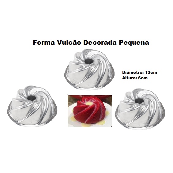 Kit Forma Decorada Vulcão Pequena (13x6) - 3 PEÇAS - MajuFormas