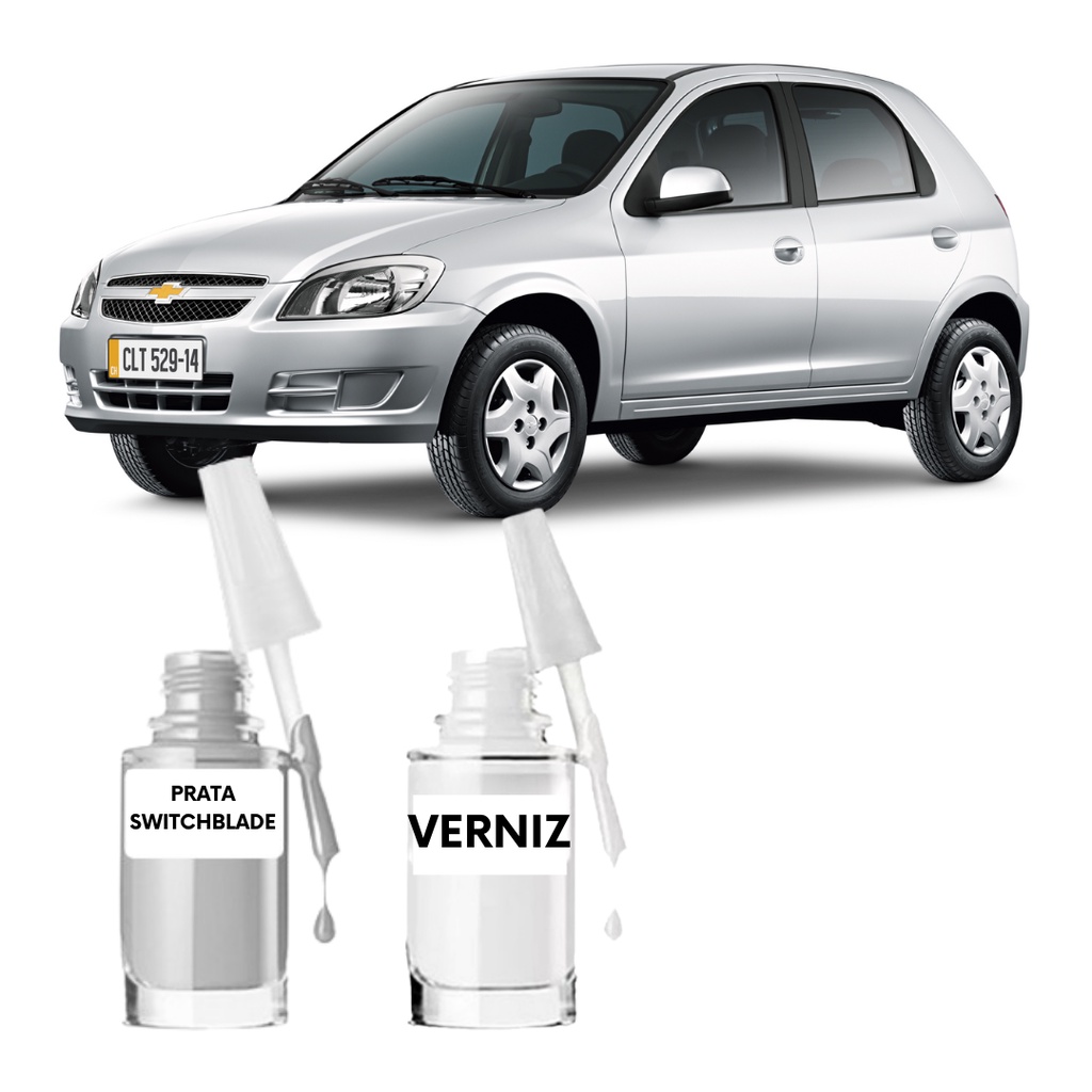 Tinta Tira Risco Automotivo Chevrolet Celta Prata Switchblade