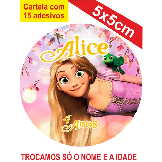 Adesivos Rapunzel Enrolados Personalizados  5x5cm Festa Aniversário Lembrancinha