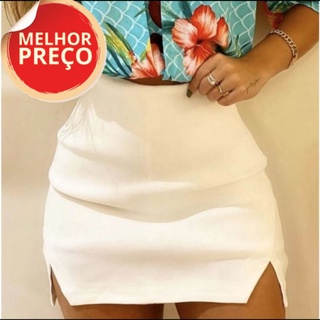 Short Saia Bengaline Fendas Laterais Moda Feminina Mega Oferta