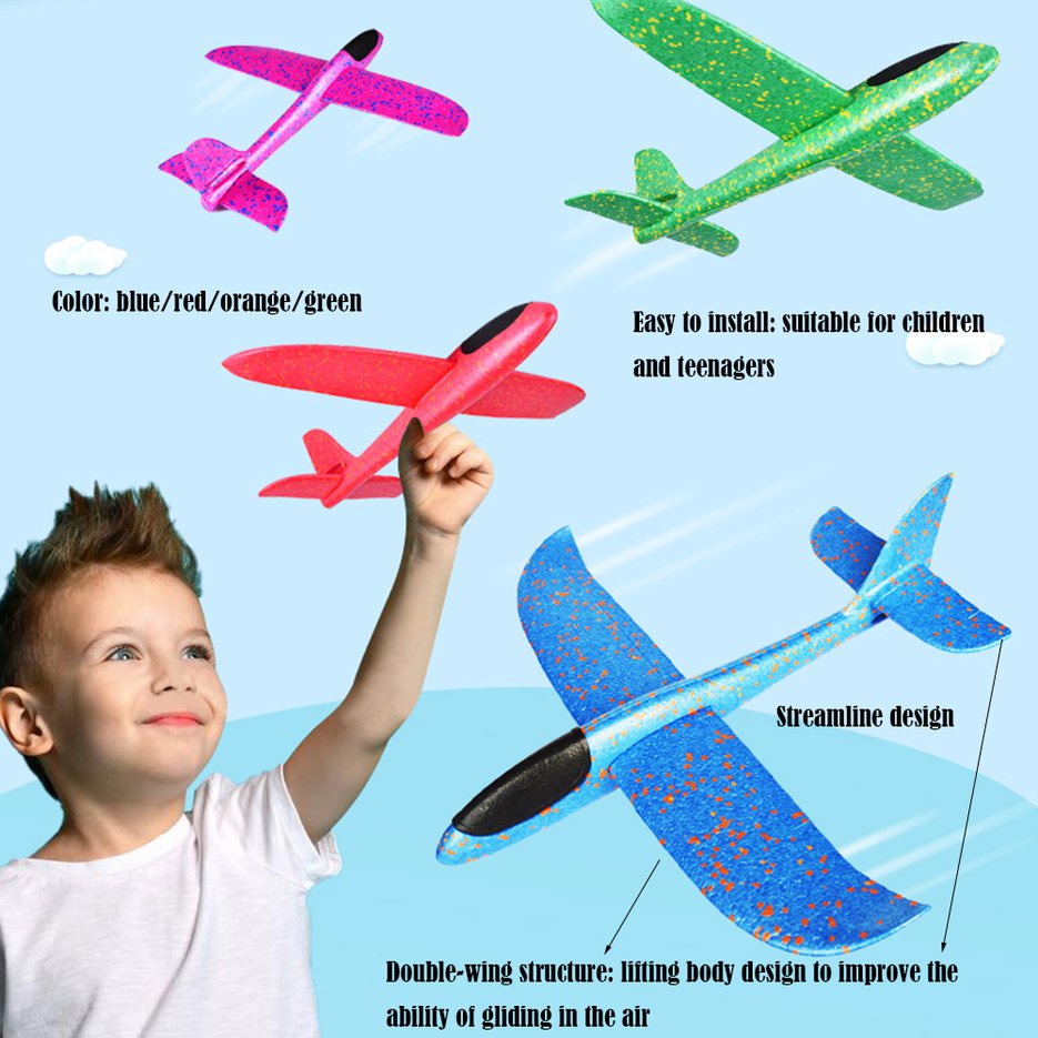 Avião De Brinquedo Planador Isopor Flexível 48cm
