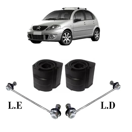 Par Bucha Da Barra +2 Bieleta Dianteira Citroen C3 2004-2005
