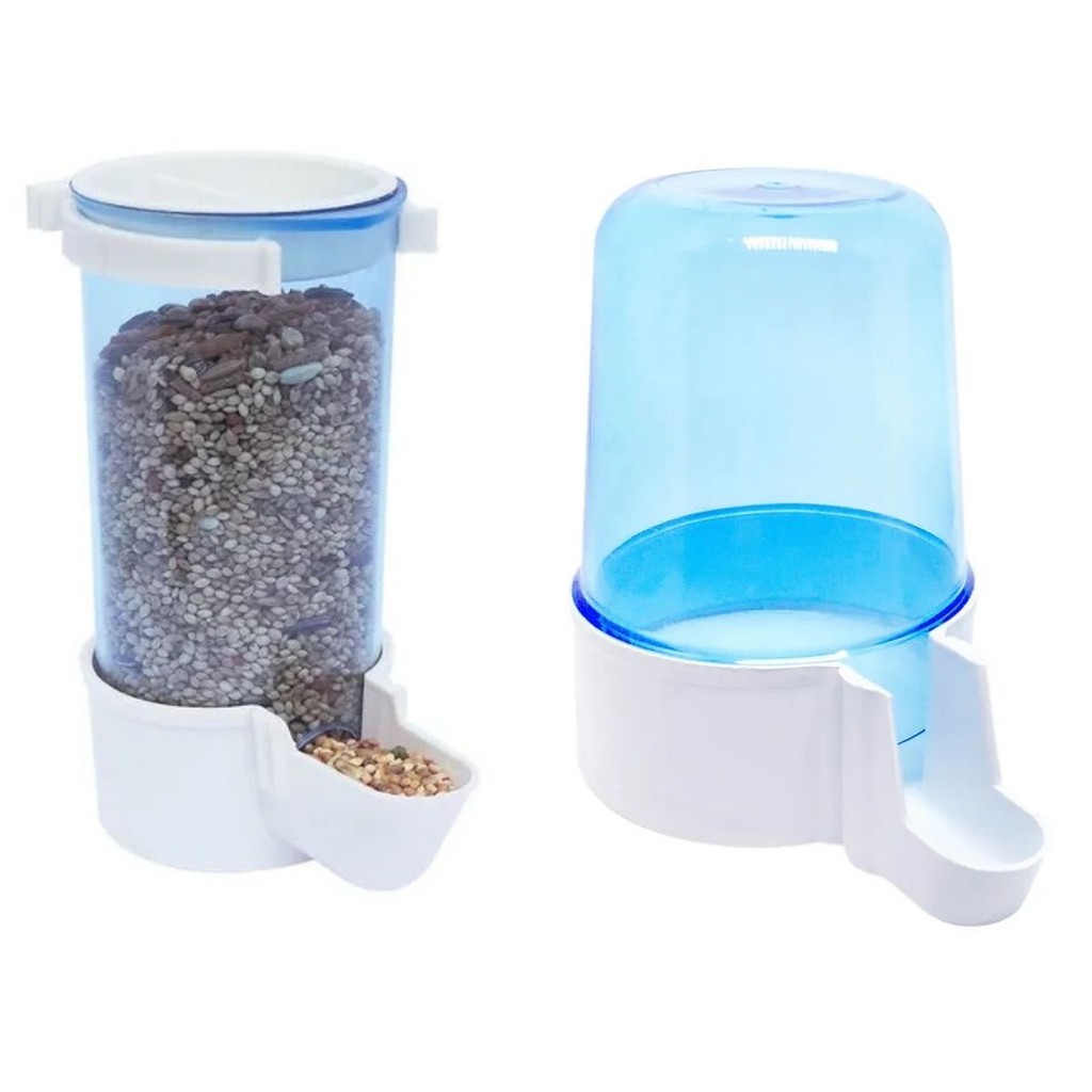 Kit Comedouro automático de sementes 220ml + Bebedouro Automático 300ml - Aves e Calopsitas em Oferta na Shopee
