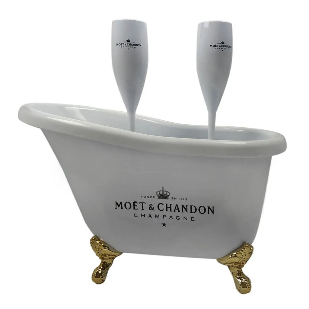 Champanheira Banheira Branca Vinho Moet Chandon + 2 Taças