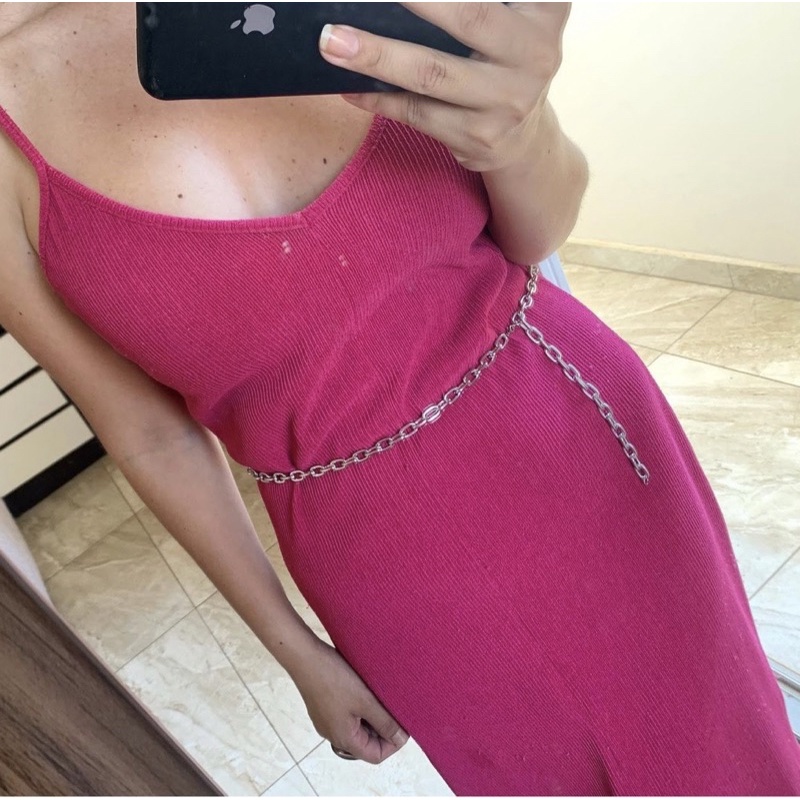 cinto feminino verão corrente prata