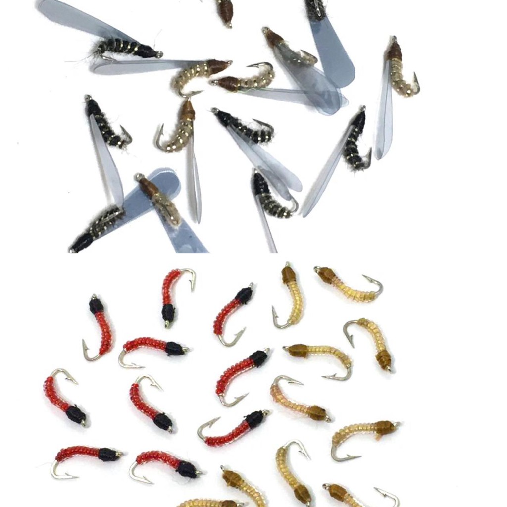 Kit Fly Fishing isca artificial Larva Aleluia Lambari 16 Unidades