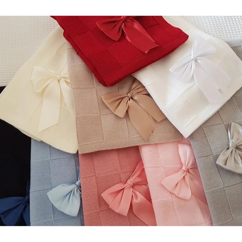 Manta Bebê Tricô Maternidade Menino Menina C/Laço removível em Oferta na Shopee