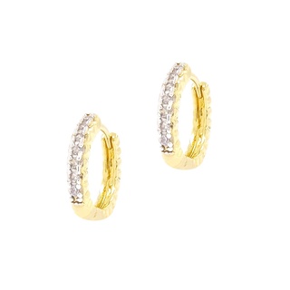 Brinco Feminino de Argola com Zircônia Amoeto Banho Ouro 18k