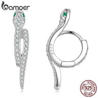 1 Par De Brincos Bamoer De Prata Esterlina 925 Camada Dupla Com Fivela De Cobra/Elegante/Versátil/Da Moda Para Mulheres