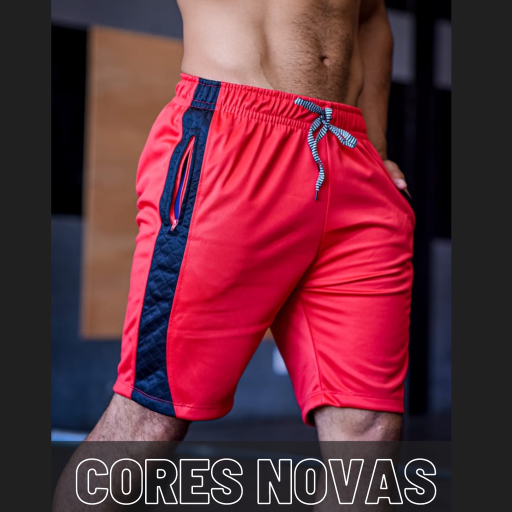 Bermuda Masculina Short ADIS THUNDER C/2 Bolso Zíper Academia