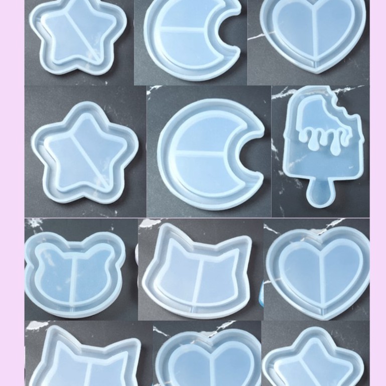 Kit 3 Moldes de silicone forma para shaker de resina epoxi gesso