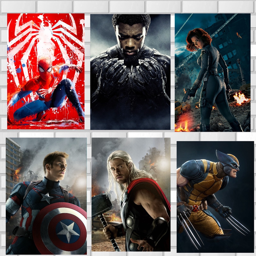 Placas Decorativas Herois Marvel Homem Aranha ,thor ,vingadores,homem Ferro Para Decoração De Quarto Sala 20x28