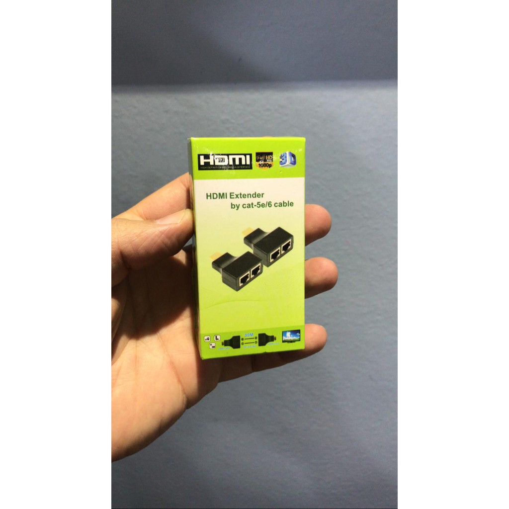 HDMI EXTENDER = EXTENSOR DE SINAL HDMI VIA CABO DE REDE = TX RX = ADAPTADOR HDMI MACHO X 2 CAT5E CAT6 = FULL HD 1080I 1080P 1.4 3D QUAD