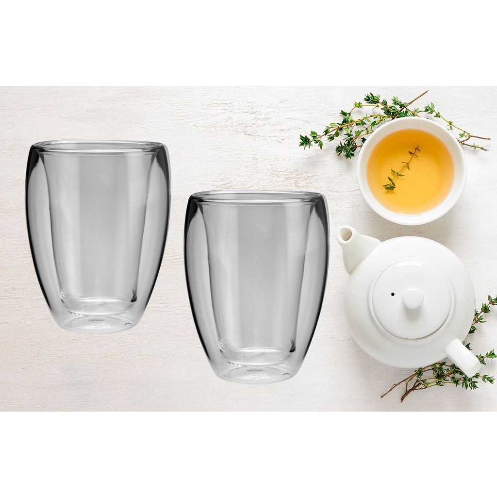 Conjunto com 2 copos para chá dupla parede de vidro borossilicato 260ml