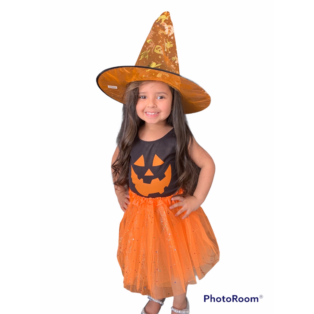Fantasia Halloween infantil abóbora bruxa festa a fantasia dia das bruxas envio rápido