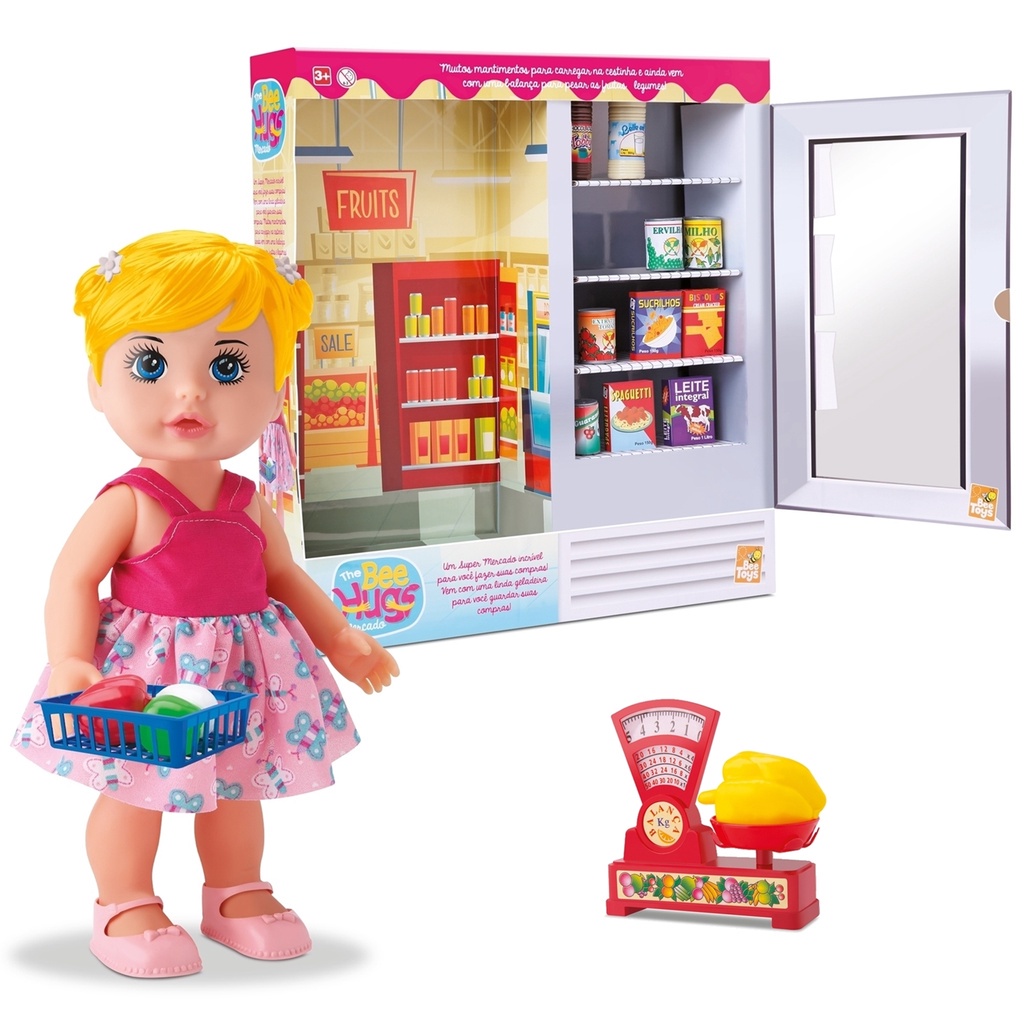 Boneca Bee Hugs Mercado Caixa Vira Geladeira - Bee Toys