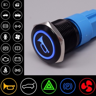 16 19 22mm Preto Shell Impulso De Metal Botão Interruptor 12 V 24 Personalização Luz Interruptores De Carro RV Caminhão Trompete Ventilador De Áudio À Prova D