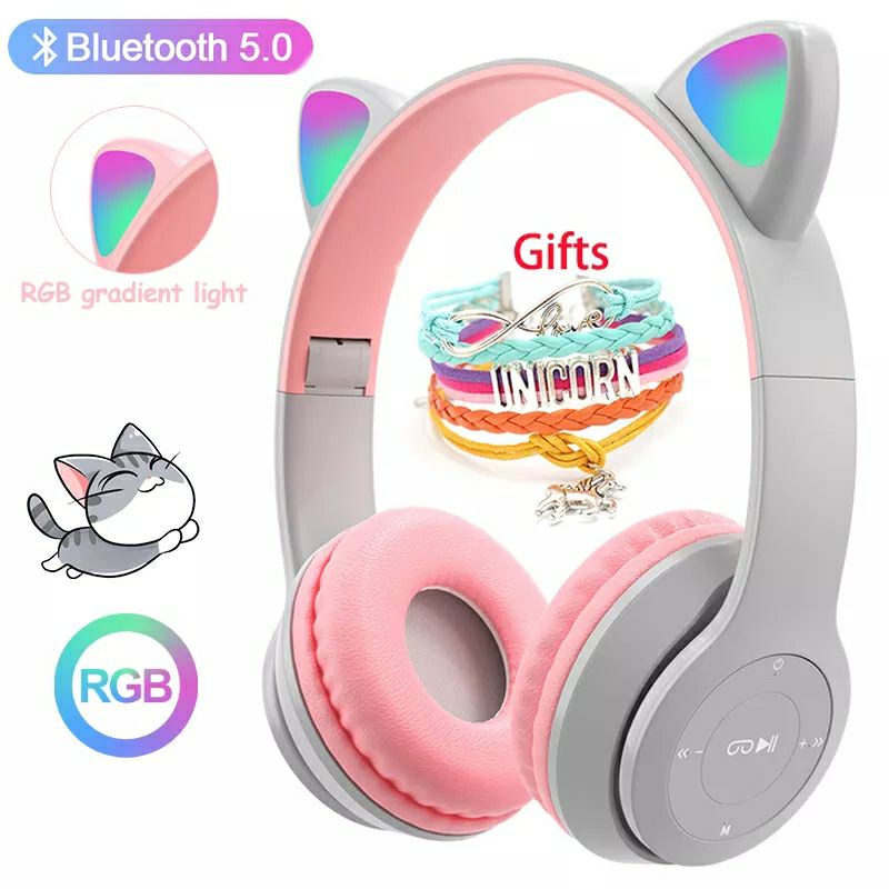 Fone Orelha De Gato Gatinho Headphone Bluetooth Led Sem Fio Com