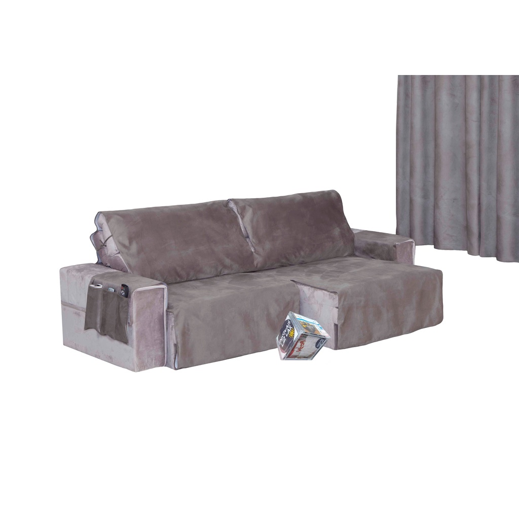 Protetor Sofá Retrátil Assento 2,60m Camurça Suede 2Md Bege