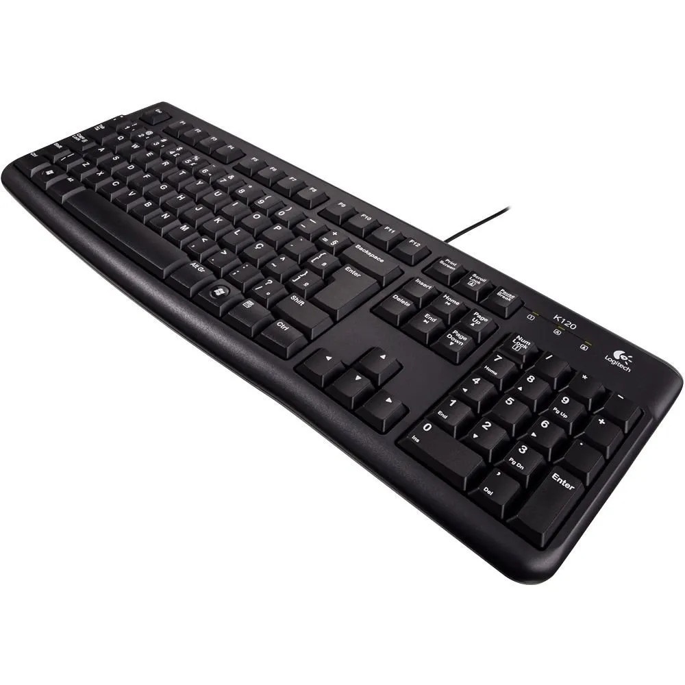 Teclado Logitech USB Membrana ABNT2 Preto K120 920-004423
