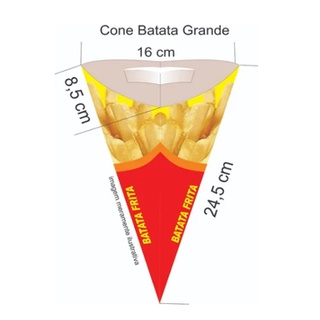 Cone Batata Frita Tamanho Grande - 50 Un.