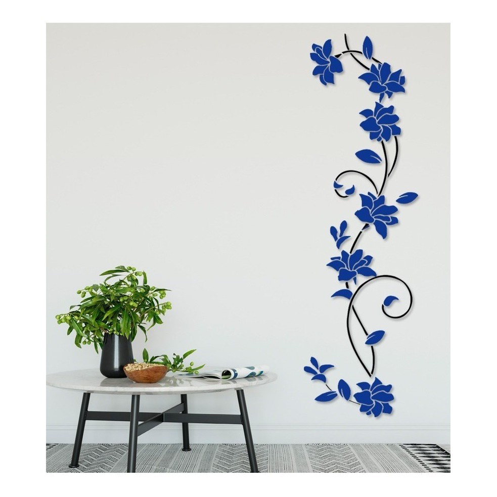 Adesivo Decorativo Arvore Rosa Flor 3d Azul Nacional