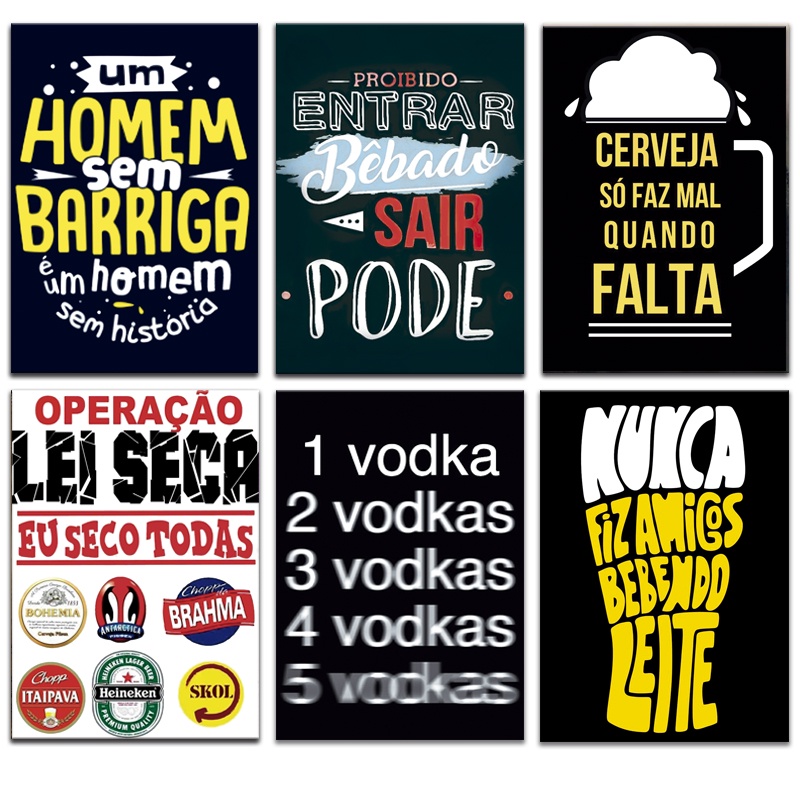 Kit com 6 Ímãs de Geladeira Frases Bebidas Cerveja 6x8,5cm | Shopee Brasil