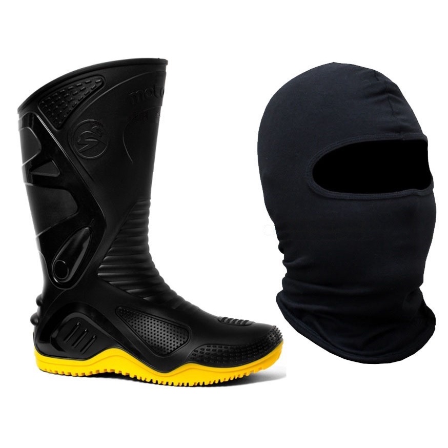 Bota Chuva Impermeável Motosafe Moto Motoboy Motoqueiro Galochas Bracol Original + Balaclava