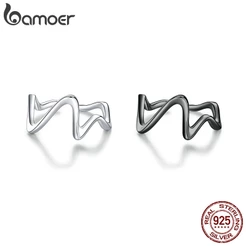Anel Bamoer 925 Prata Simples Ondas Ins Estilo Joias Anéis De Cauda Para Mulheres Acessórios De Moda