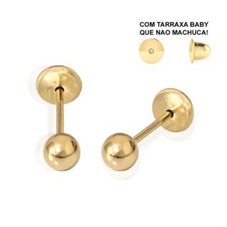 Brinco Infantil ou 2º Furo Bolinha Dourada Antialergico Folheado a Ouro 18k em Oferta na Shopee