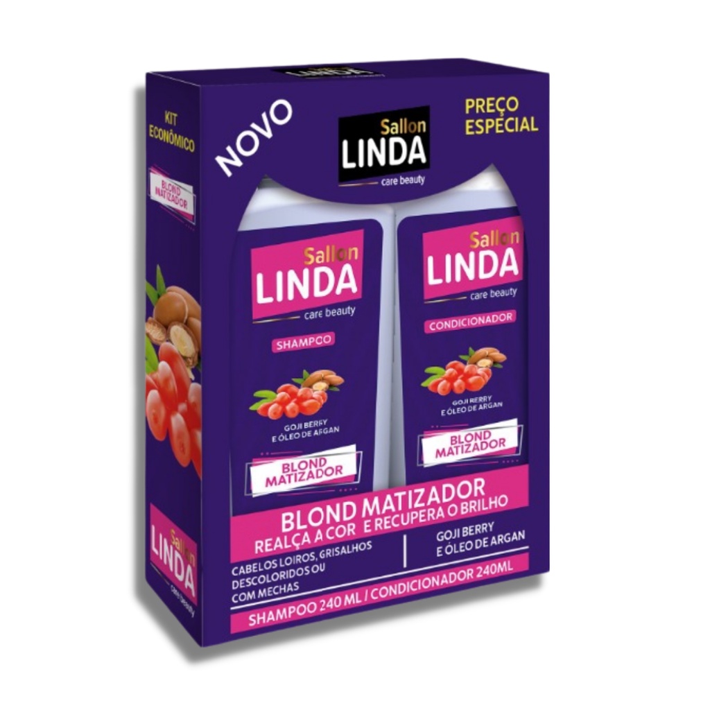 Kit Capilar Blond Matizador Shampoo e Condicionador Goji e Argan