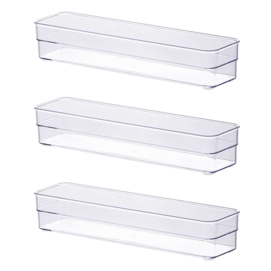Kit 3 Organizadores Transparente Multiuso Armário 30x7,5x5,2cm 936 em Oferta na Shopee