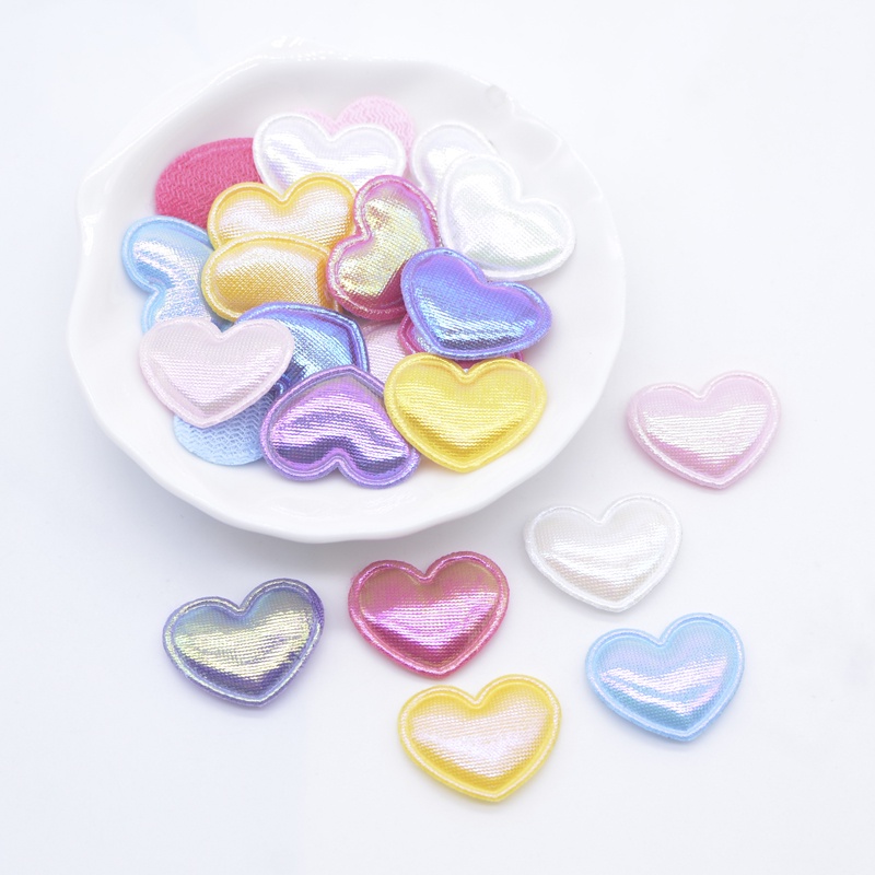 100Pcs 2.2cm Coração Applique para Chapéu Artesanato Roupas Patches de costura Clips de cabeça DIY Decoração de arco em Oferta na Shopee