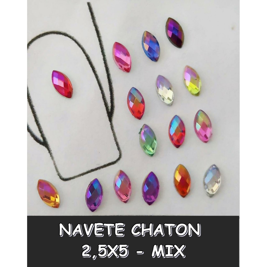 Kit 3 pc Navete Chaton 2,5x5 Unhas Decoração Joias