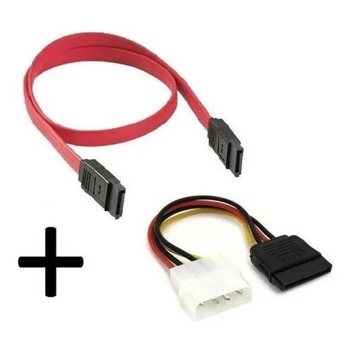 Kit = 1x Cabo De Dados Sata + 1x Cabo De Energia ( Força Alimentação ) Molex Sata = UTILIZADO EM HD HARD DISK DRIVE DVD DVDRW CDROM BLURAY SSD