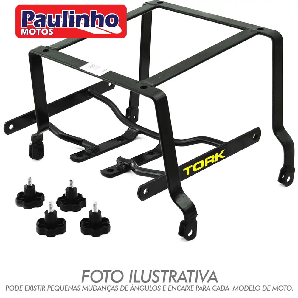 Suporte Bau 80 Litros Motoboy TORK Fazer 150 / Factor 150 2014-18 Removivel e Desmontável