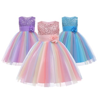 2-12 Anos Vestidos de Verão de Lantejoulas para Meninas Fantasias de festa em Oferta na Shopee