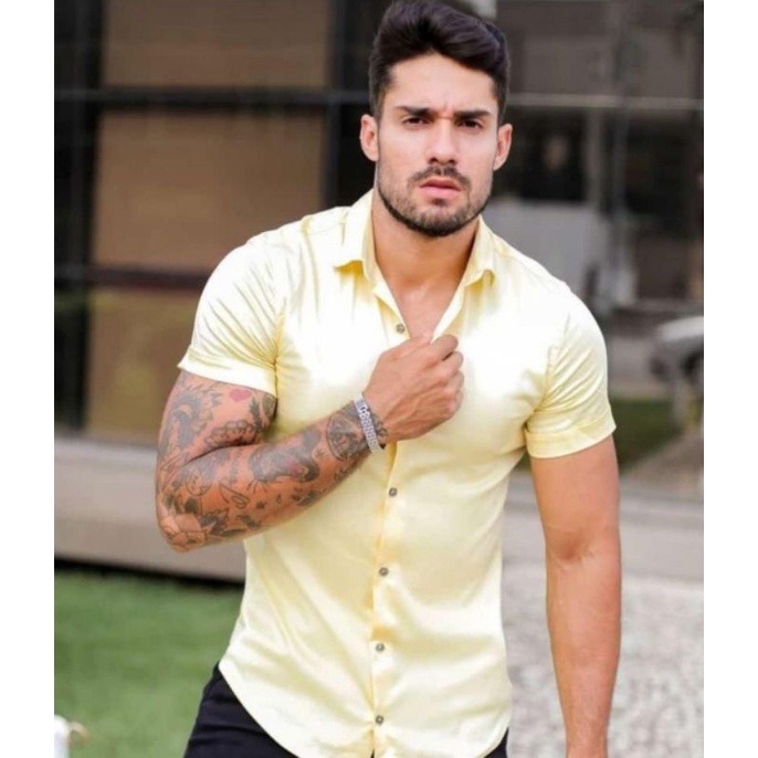 Camisas masculinas slim/camisarias de diversos modelos tecido viscose