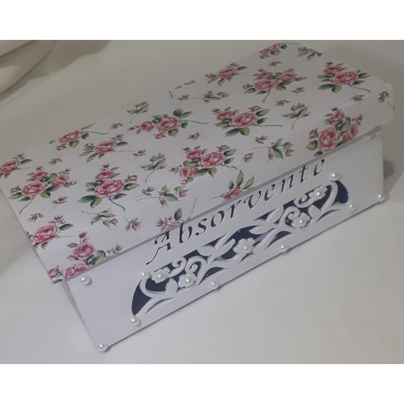 Porta Absorventes Mdf Branco Floral | Shopee Brasil